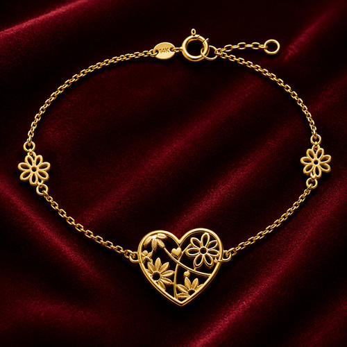 Ladies floral heart bracelet - floral,