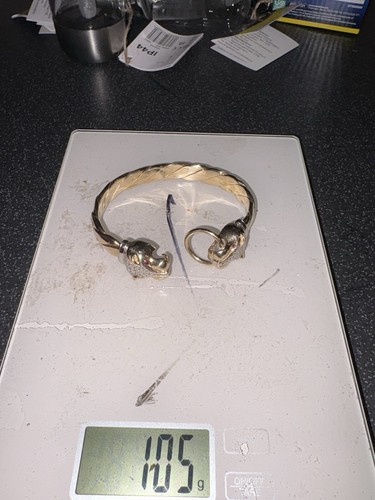 9ct gold panther head bangle - gold,