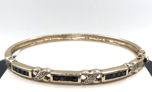 Sapphire and diamond bangle - sapphire,
