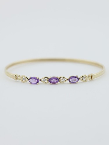 Gold amethyst bangle bracelet - bangle,