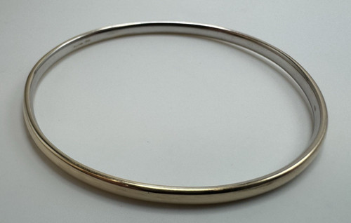 9ct gold plain - plain, bangle