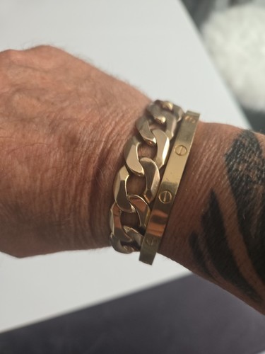 9ct gold solid curb bracelet - gold,