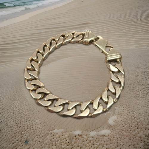 Heavy 9ct gold curb - gold, bracelet