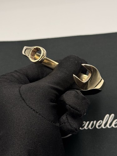 9ct gold solid spanner bangle - gold,