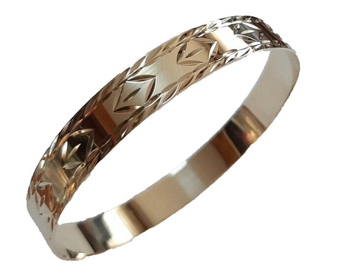 Gold solid bangle 10mm ladies - 10mm,